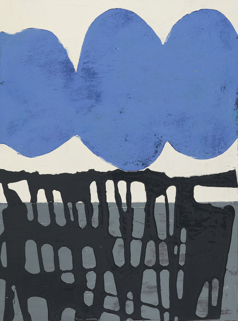 Öl- und Lackfarbe auf Bütten, 30 x 45 cm, 2018